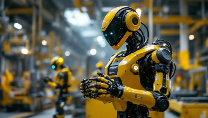 A photograph of a boston dynamics robot in action