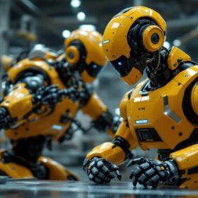 A photograph of a boston dynamics robot in action