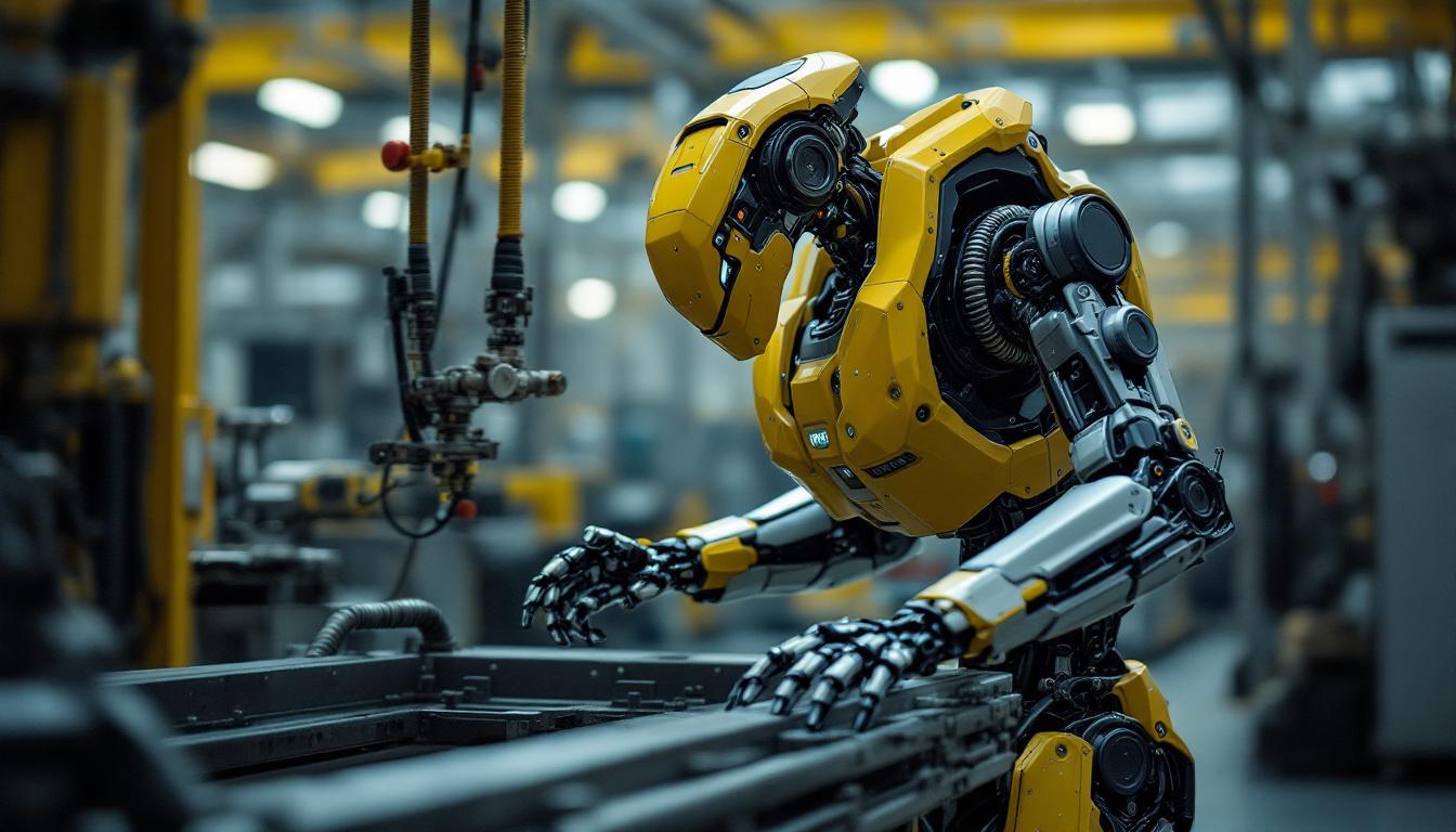 A photograph of a boston dynamics robot in action within an industrial setting