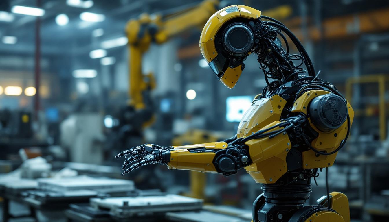 A photograph of a boston dynamics industrial robot in action within a manufacturing environment