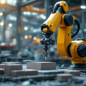 A photograph of a state-of-the-art industrial robotic arm in action