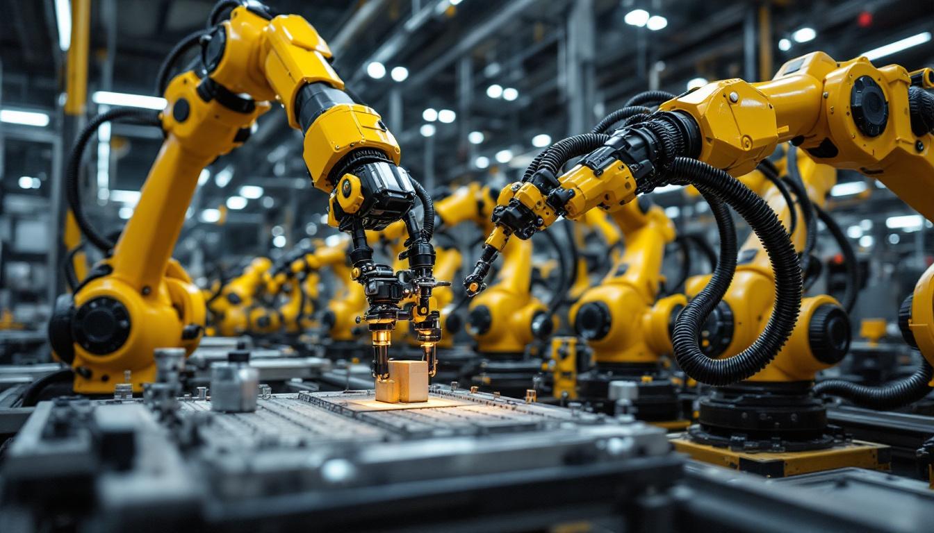 A photograph of capture a photograph of various types of industrial robotic grippers in action