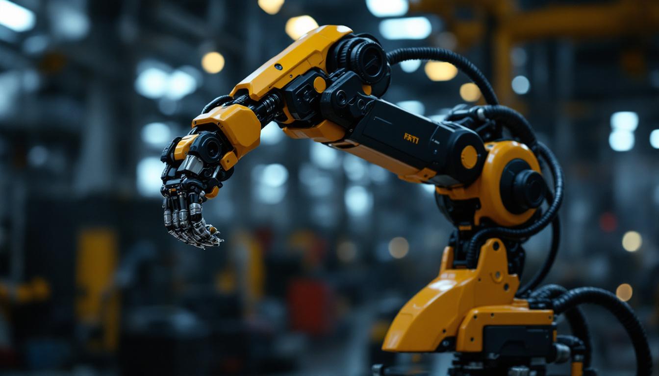 A photograph of a sleek articulated robotic arm in action
