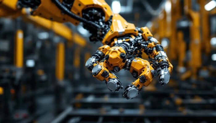 A photograph of a close-up view of a robotic joint in action