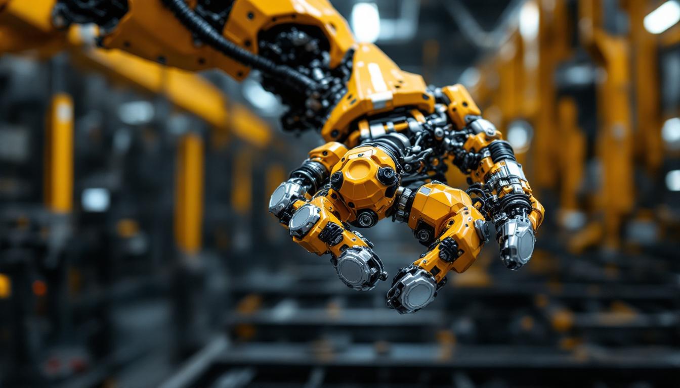 A photograph of a close-up view of a robotic joint in action