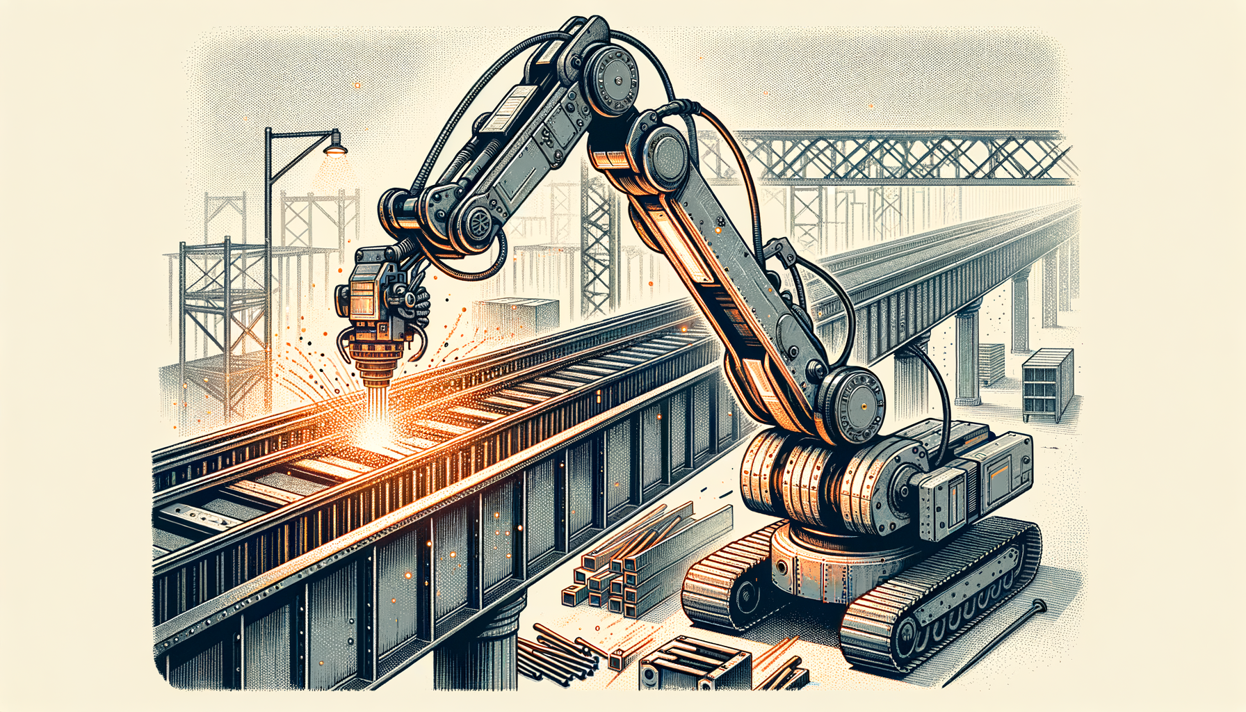 A hot rivet robot in action