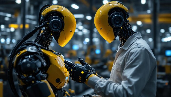 A photograph of a collaborative robot