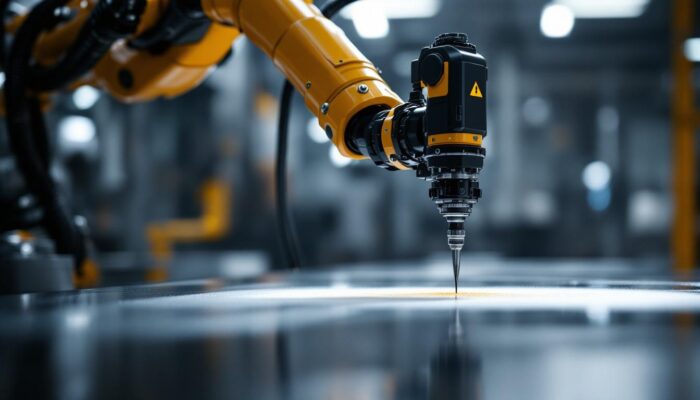 A photograph of a robotic arm in action