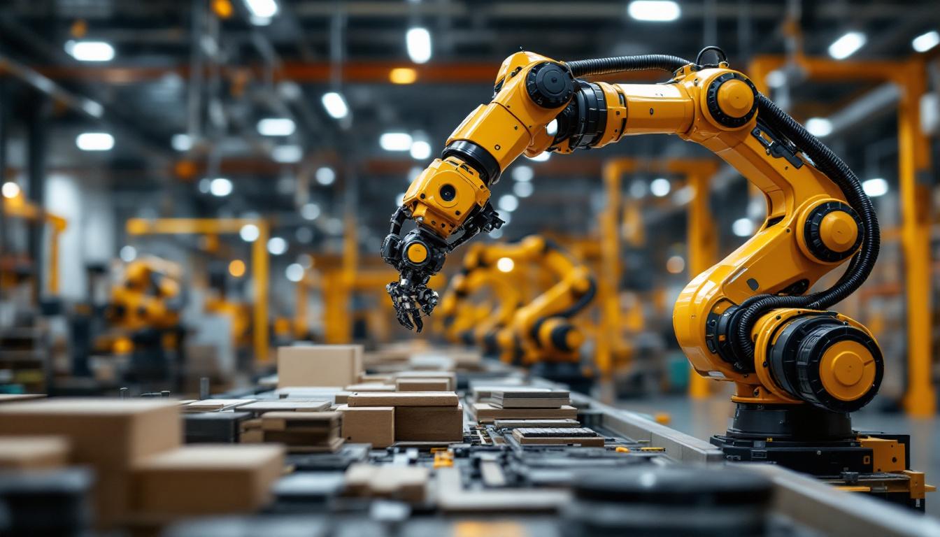 A photograph of a sleek industrial robotic arm in action