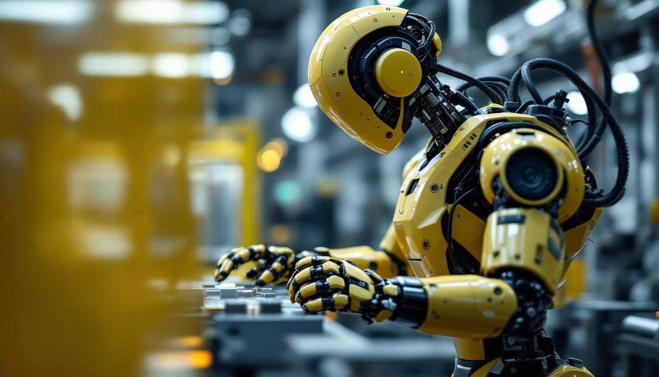 A photograph of a modern industrial robot in action within a manufacturing environment