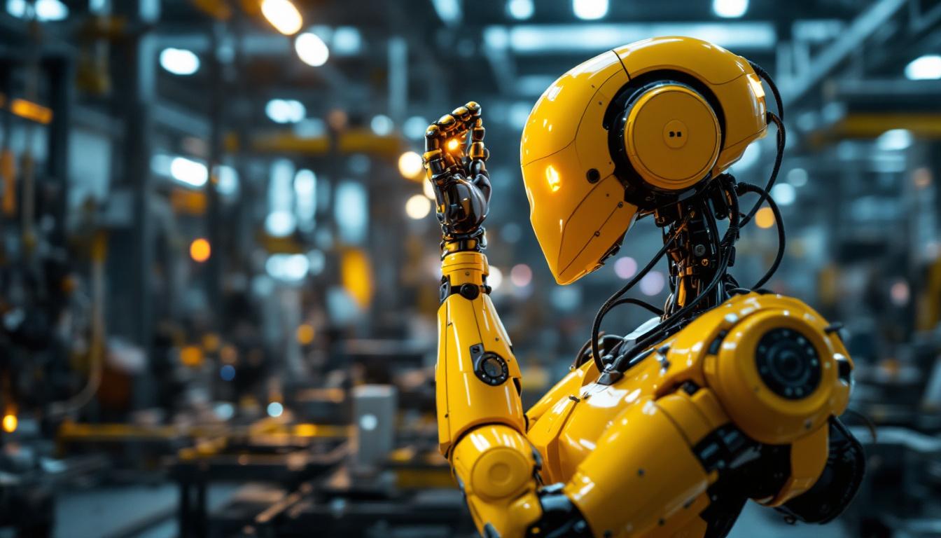 A photograph of a high-tech industrial robot in action