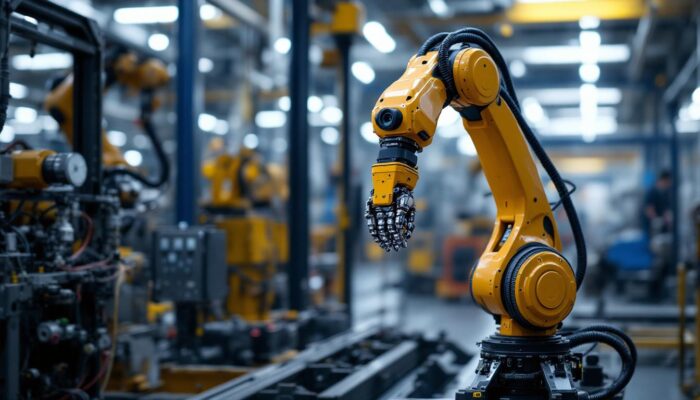 A photograph of capture a photograph of a robotic arm in action