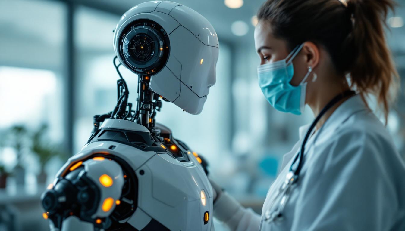 A photograph of a healthcare robot in action