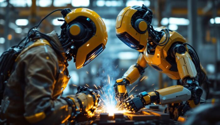 A photograph of a collaborative robot (cobot) in action