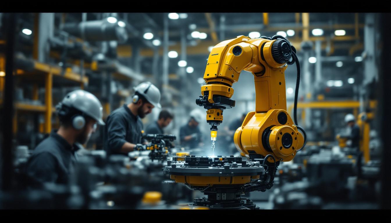 A photograph of a schilling robotics industrial robot in action