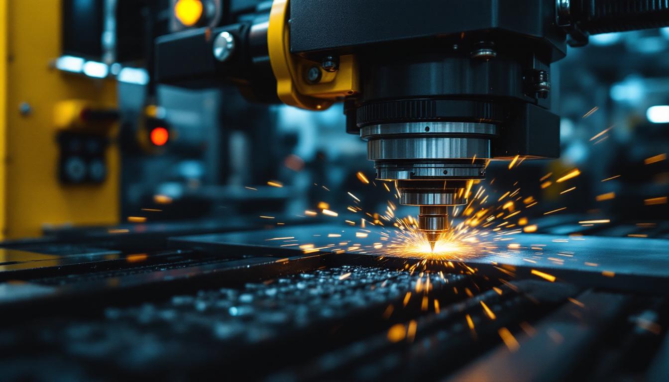 A photograph of a modern cnc machine in action