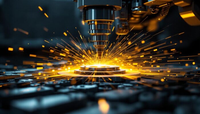 A photograph of a 5-axis cnc machine in action