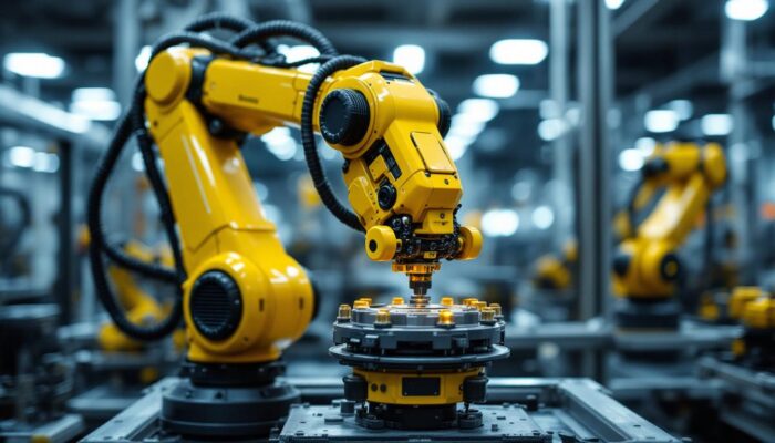 A photograph of a honeybee robotics industrial robot in action
