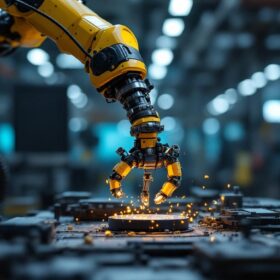 A photograph of a robotic arm in action