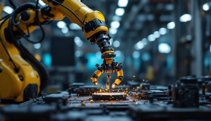 A photograph of a robotic arm in action
