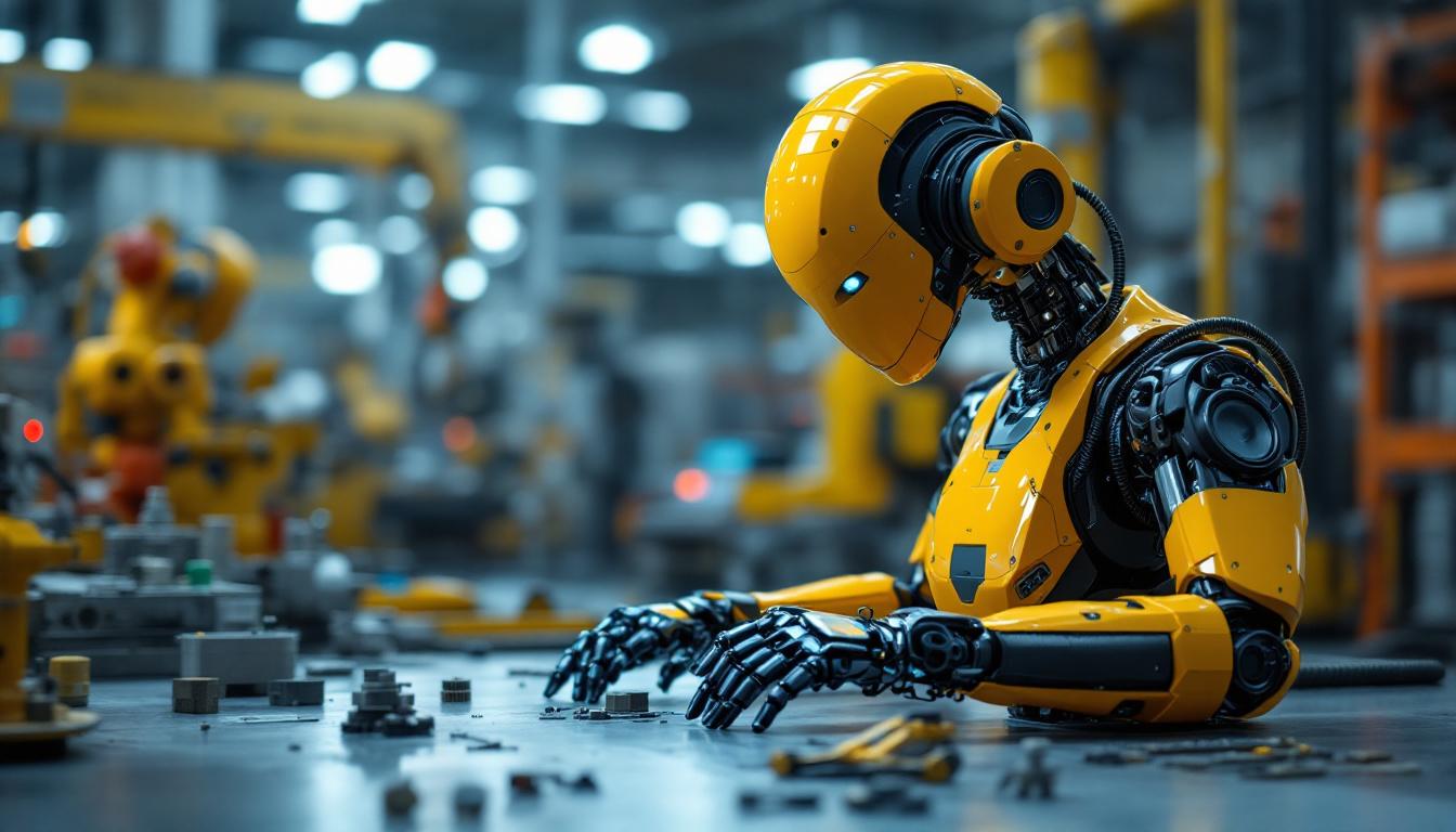 A photograph of a sleek industrial robot in action