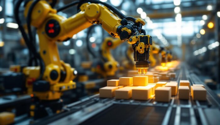 A photograph of a high-speed robotic arm in action