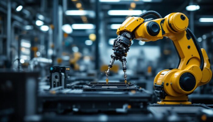 A photograph of capture a photograph of the ur5 robotic arm in action