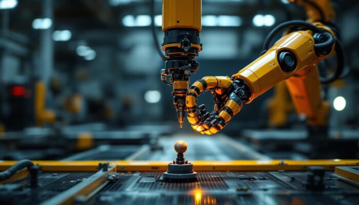 A photograph of a robotic arm in action