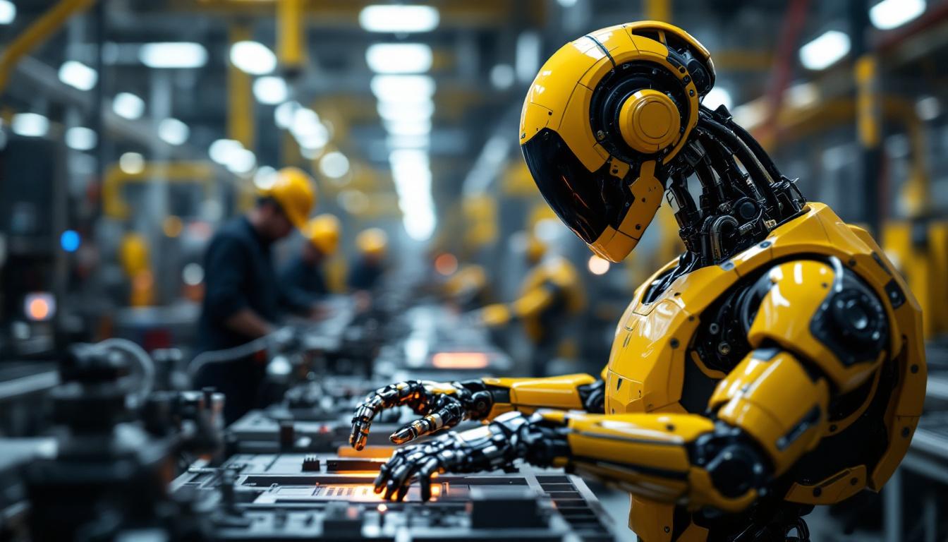 A photograph of a sleek industrial robot in action