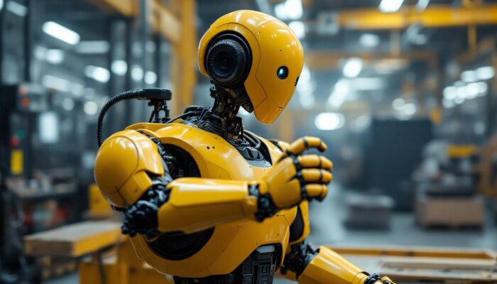 A photograph of a dynamic scene featuring the atlas robot in action
