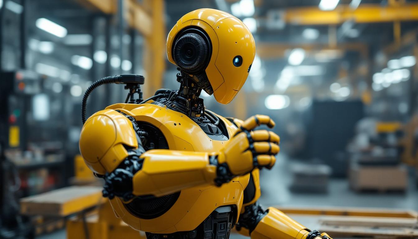 A photograph of a dynamic scene featuring the atlas robot in action