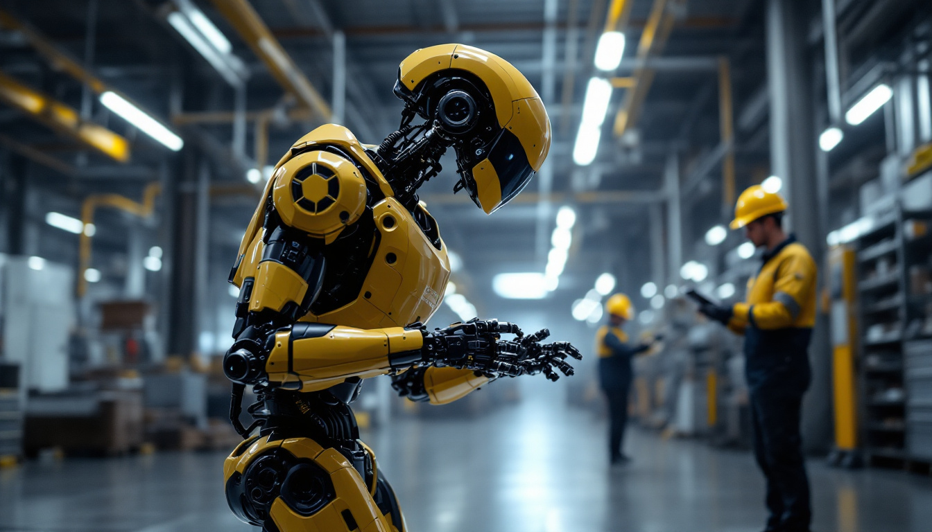 A photograph of a boston dynamics robot in action within an industrial setting