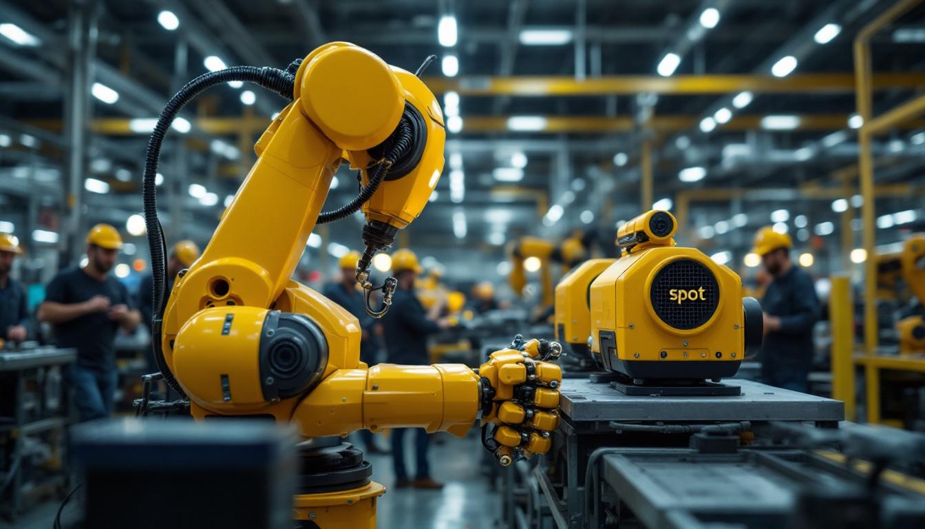 A photograph of a spot robotics industrial robot in action within a manufacturing environment