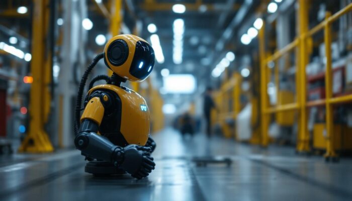 A photograph of a spot robot in action within an industrial setting