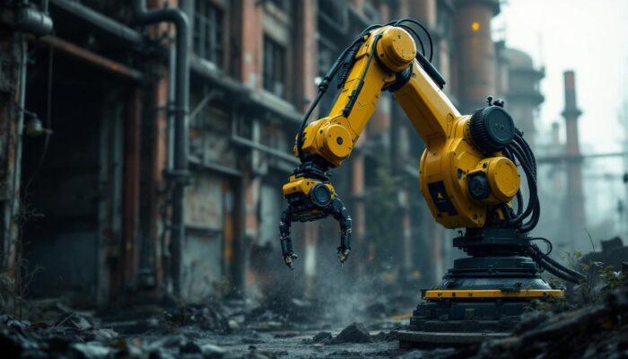 A photograph of a robotic arm in action