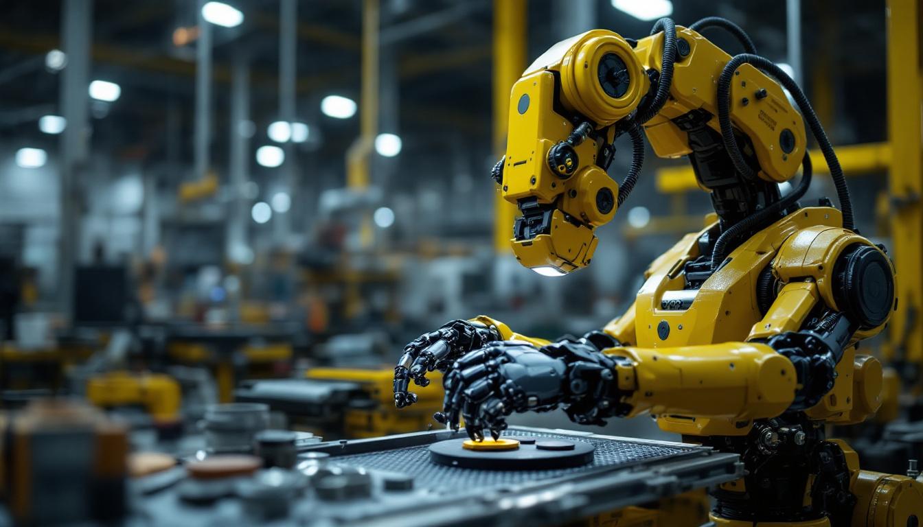 A photograph of a dynamic industrial robot in action