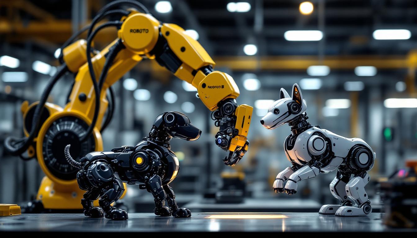 A photograph of a sleek industrial robotic arm in action