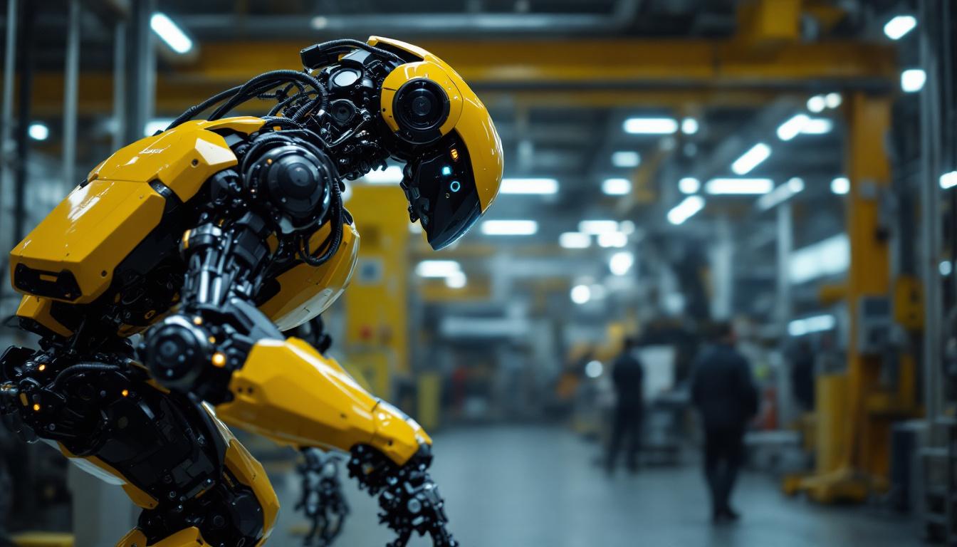 A photograph of a boston dynamics robot in action within an industrial setting