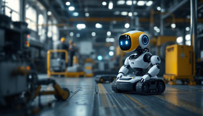 A photograph of a spot robot in action within an industrial setting