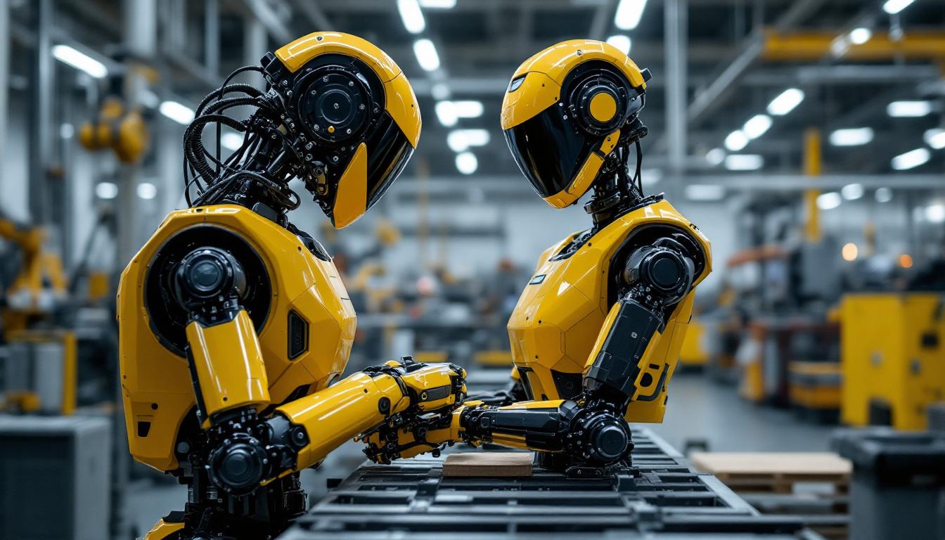 A photograph of capture a photograph of the electric atlas robot in action within an industrial setting