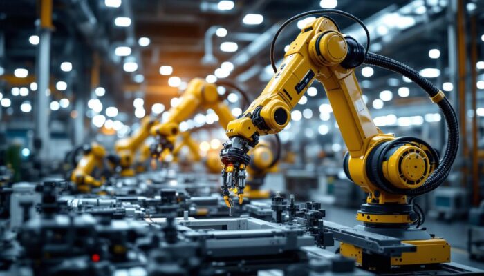 A photograph of a cutting-edge aerospace robotic arm in action