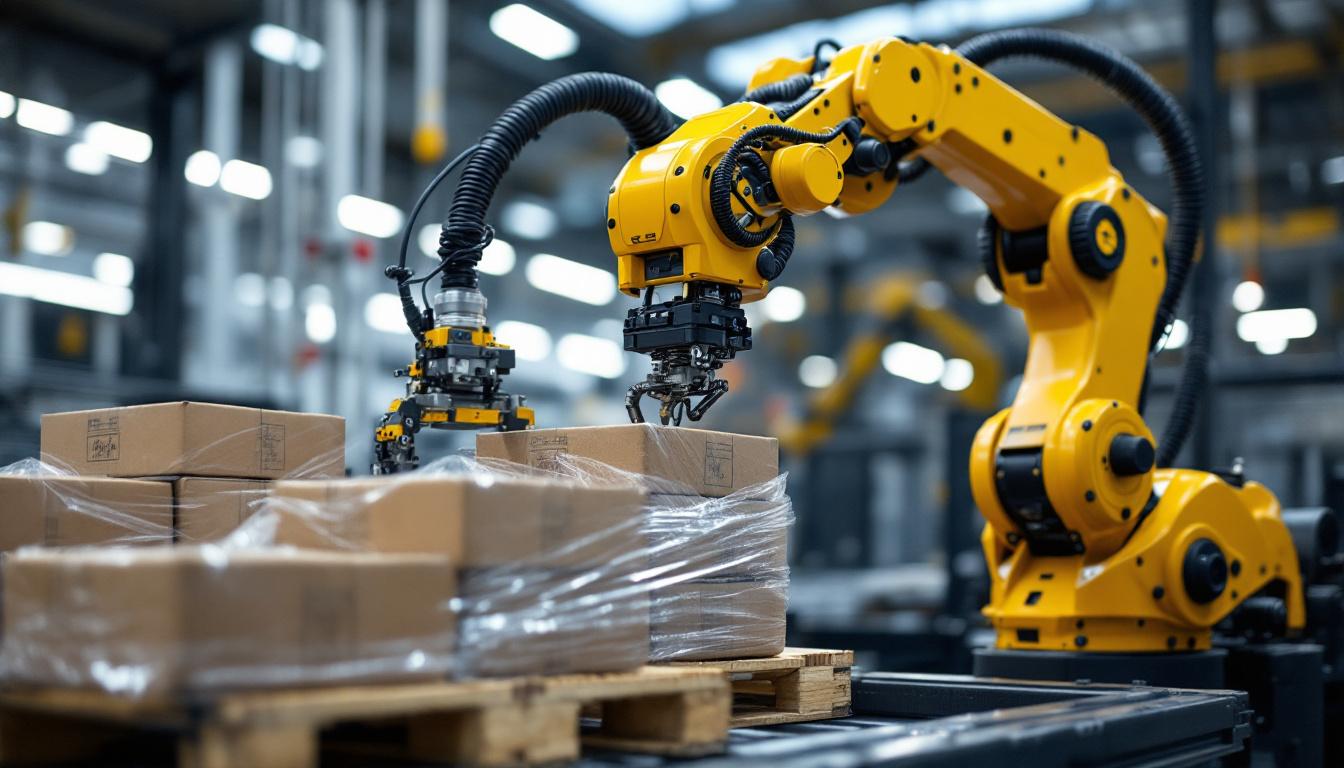 A photograph of a state-of-the-art industrial robot in action