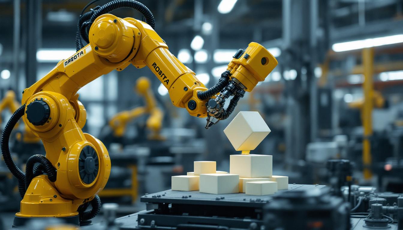 A photograph of a delta robot in action