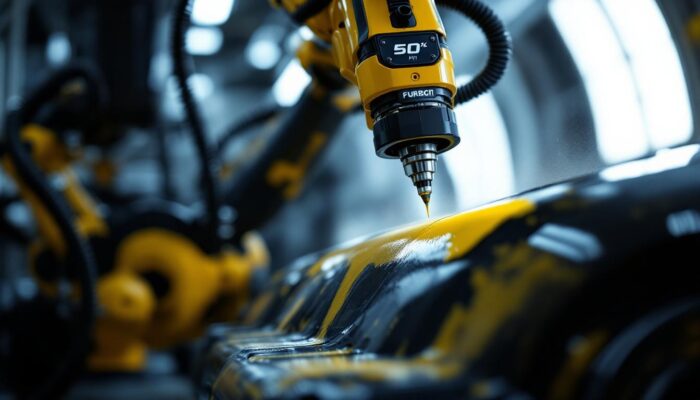 A photograph of a robotic arm in action