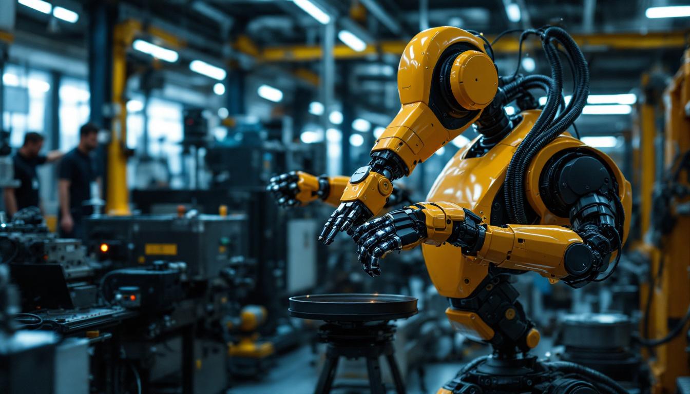 A photograph of a mobile otto industrial robot in action within a manufacturing environment