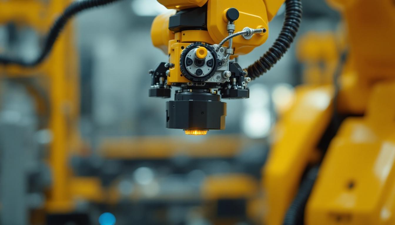 A photograph of a close-up shot of a servo motor in action