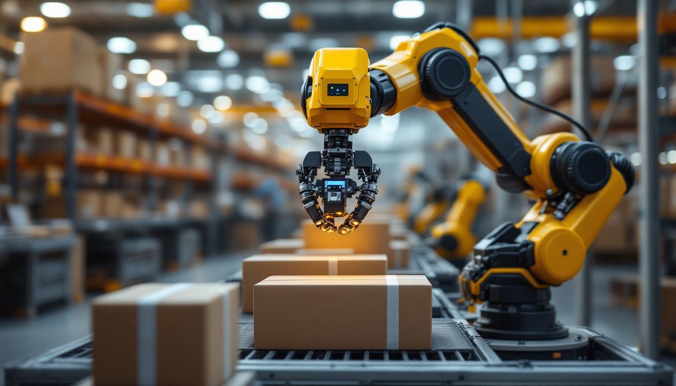 A photograph of a robotic packing system in action