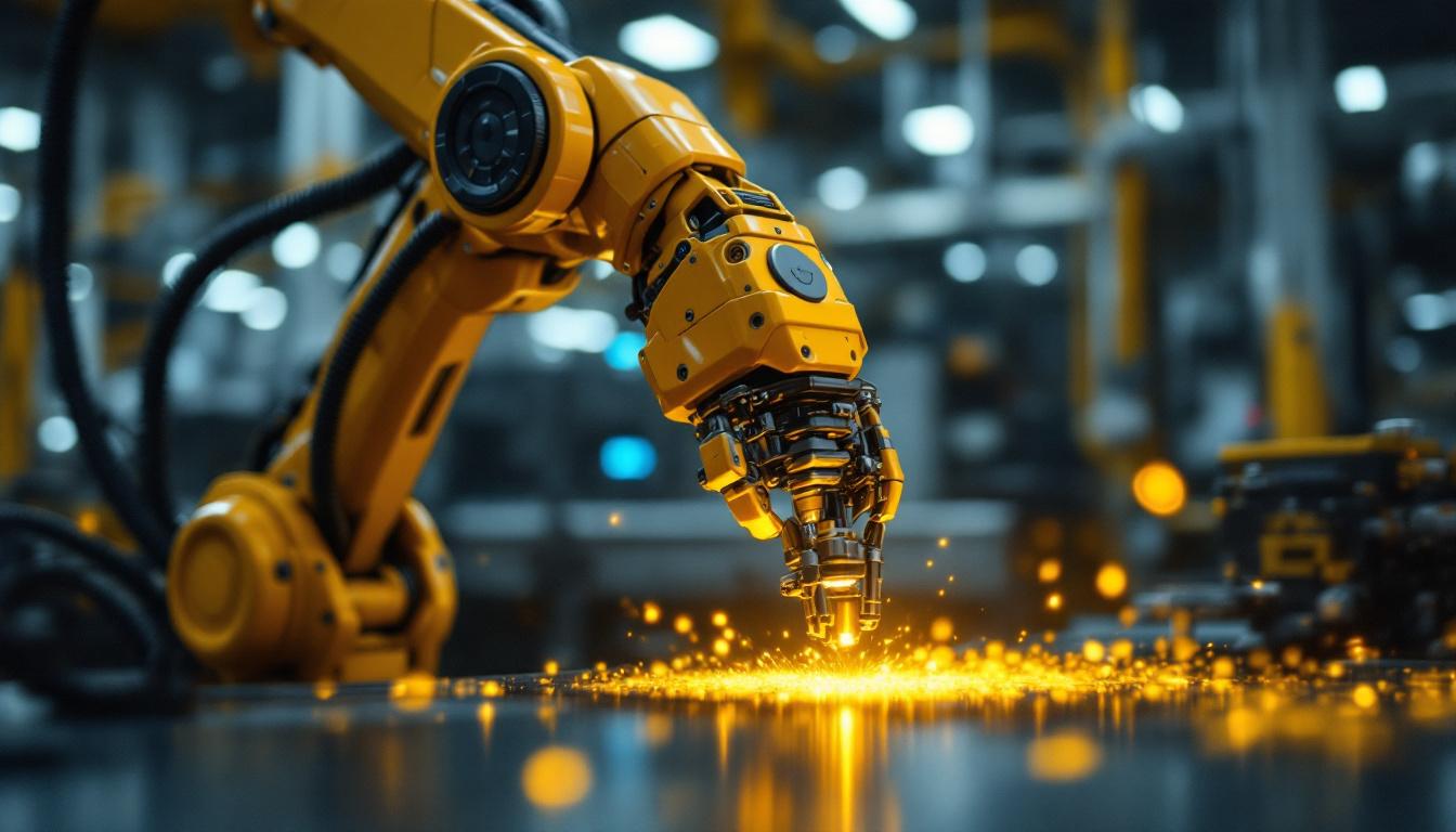 A photograph of capture a photograph of a robotic arm featuring a revolute joint in action