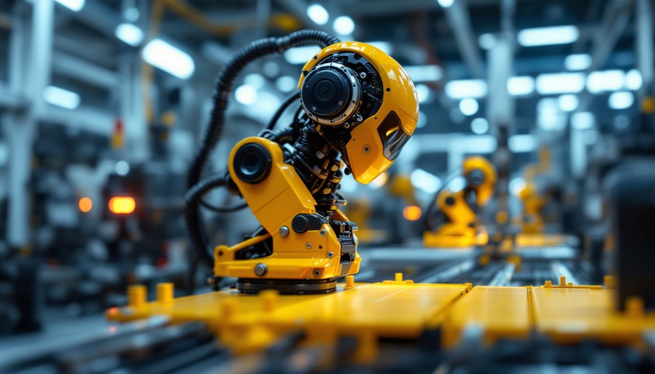 A photograph of a sleek industrial robot in action
