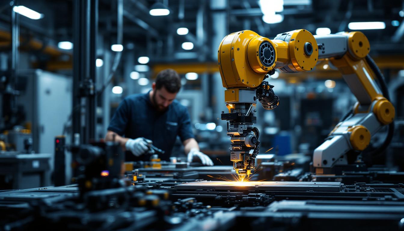 A photograph of a cnc robot in action within an industrial setting